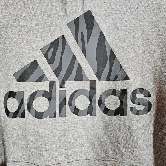 Adidas Hoodie Pullover Sweatshirt Men XL Gray Athleisure Workout Athletic School - Picture 5 of 13